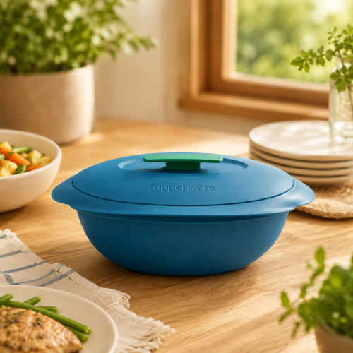 Tupperware Blossom Line Meat & Veg Server 1.1L – Serving Bowl with Lid