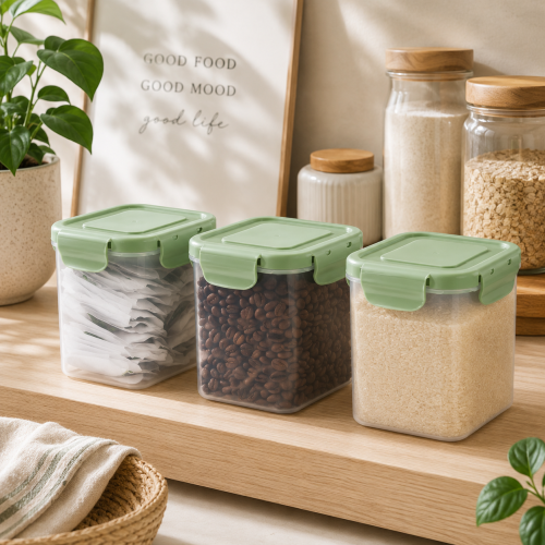 Addis 4 Side Locked Pantry Storage Set – 3 x 900ml Airtight Food Storage Containers for Kitchen & Pantry Organisation