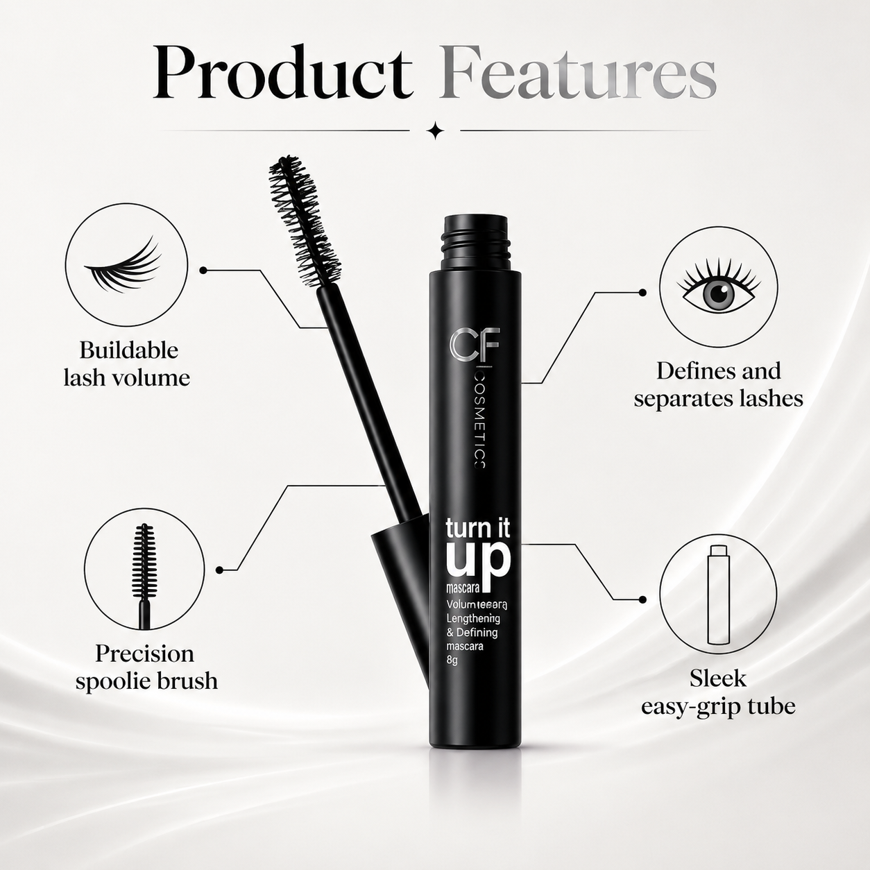 ColorFun Turn It Up 2-in-1 Volumising & Lengthening Mascara 9ml – Black - Image 2