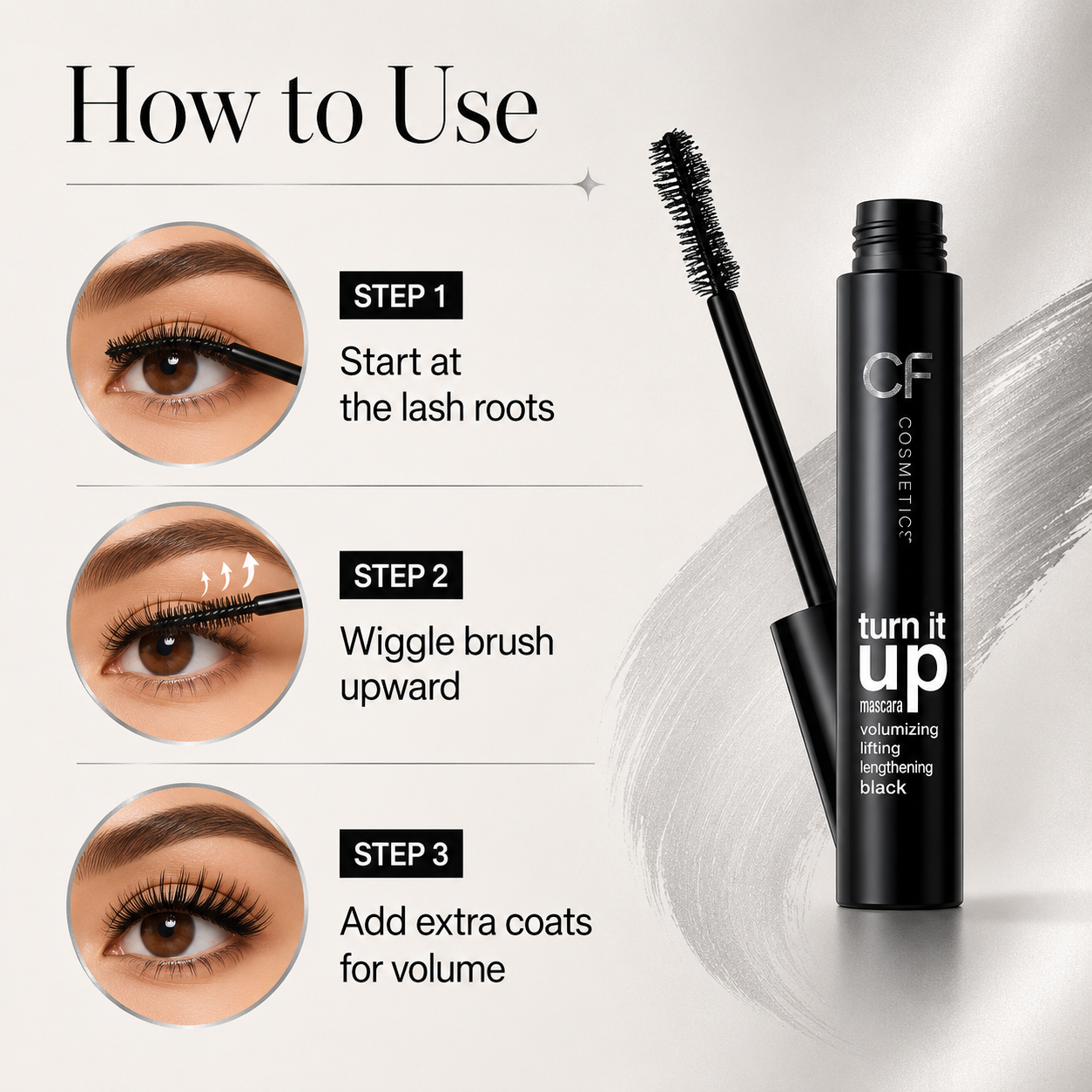 ColorFun Turn It Up 2-in-1 Volumising & Lengthening Mascara 9ml – Black - Image 3