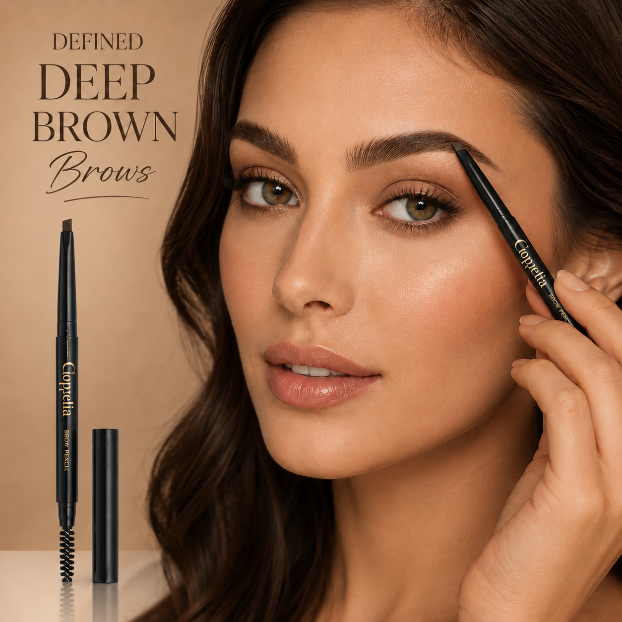 Coppelia Colour Retractable Brow Liner 15cm – Deep Brown Eyebrow Pencil with Built-In Spoolie - Image 3